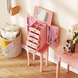 2 Colors Armoire Storage Standing Jewelry Cabinet with Mirror