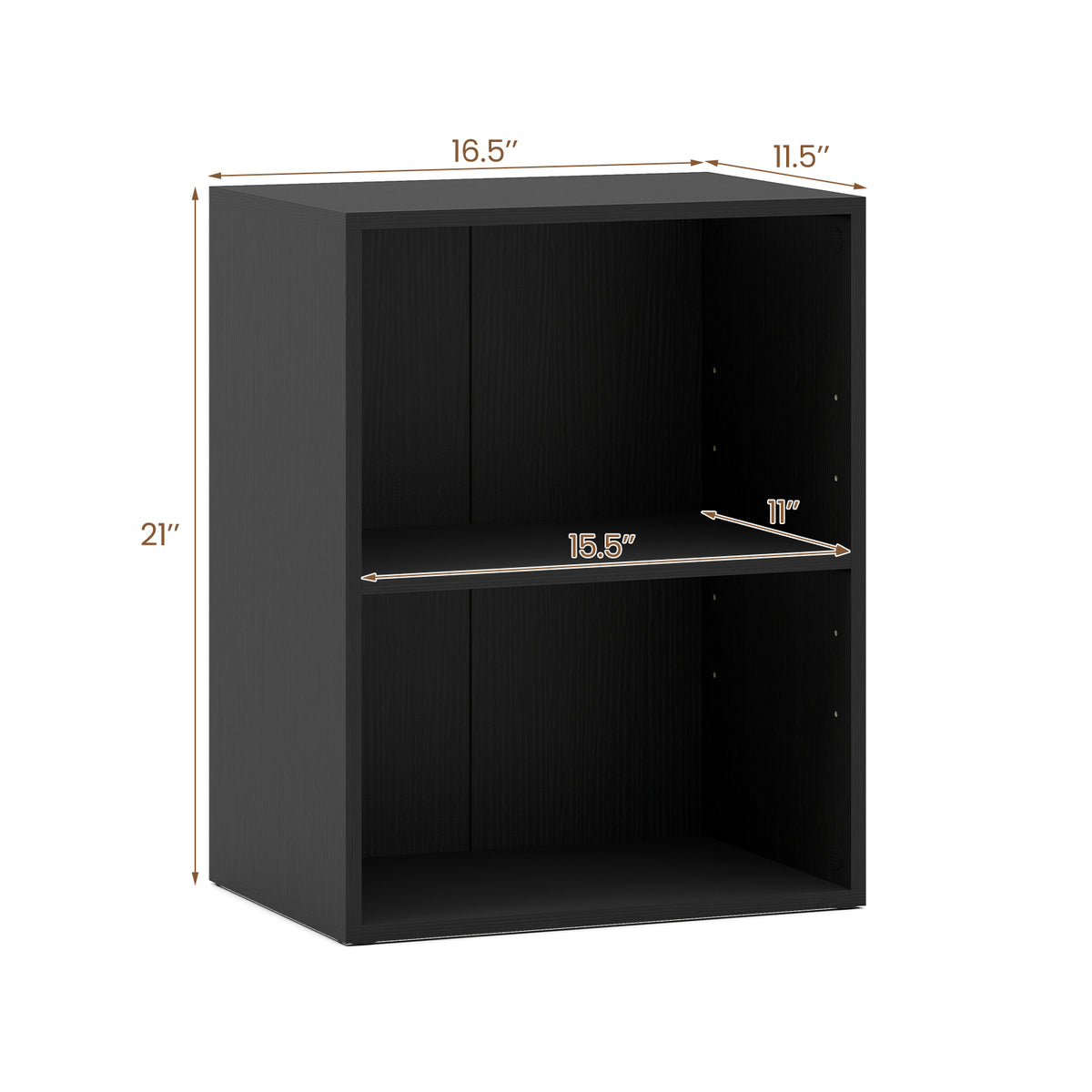 2-Cube Bookcase Set of 2 Floor Standing Open Bookshelf w/ 5-Position Adjustable Shelf
