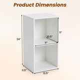 2-Cube Vertical or Horizontal Freestanding Bookshelf with 2 Compartments and 2 Anti-tipping Kits for Home Office-White