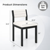Set of 2 Dining Chairs Sherpa Upholstered Armless Chair with Wood Frame-White