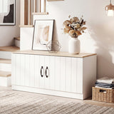 2-Door Shoe Bench Shoe Storage Cabinet with Adjustable Shelves
