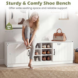 2-Door Shoe Bench Storage Cabinet with Adjustable Shelves