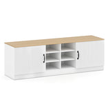 2-Door Shoe Bench Storage Cabinet with Adjustable Shelves