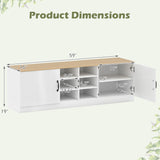 2-Door Shoe Bench Storage Cabinet with Adjustable Shelves