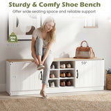 2-Door Shoe Bench Storage Cabinet with Adjustable Shelves