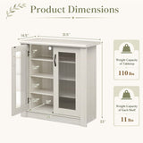 2-Door Shoe Cabinet with Removable Shelves Wooden Shoe Storage Organizer-White