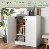 2 Door Storage Base Cabinet with 3-Tier Shelf-White