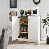 2 Door Storage Base Cabinet with 3-Tier Shelf-White