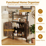 2-Door Wall Mount Bookshelf with Storage Cabinet