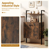 2-Door Wall Mount Bookshelf with Storage Cabinet