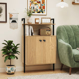2-Door Wall Mount Bookshelf with Storage Cabinet