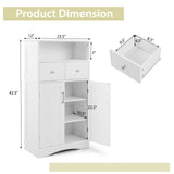 2 Doors Freeestanding Bathroom Floor Cabinet with 2 Drawers and Adjustable Shelves-White