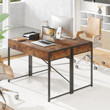 2-Drawer Home Office Desk with Steel Frame