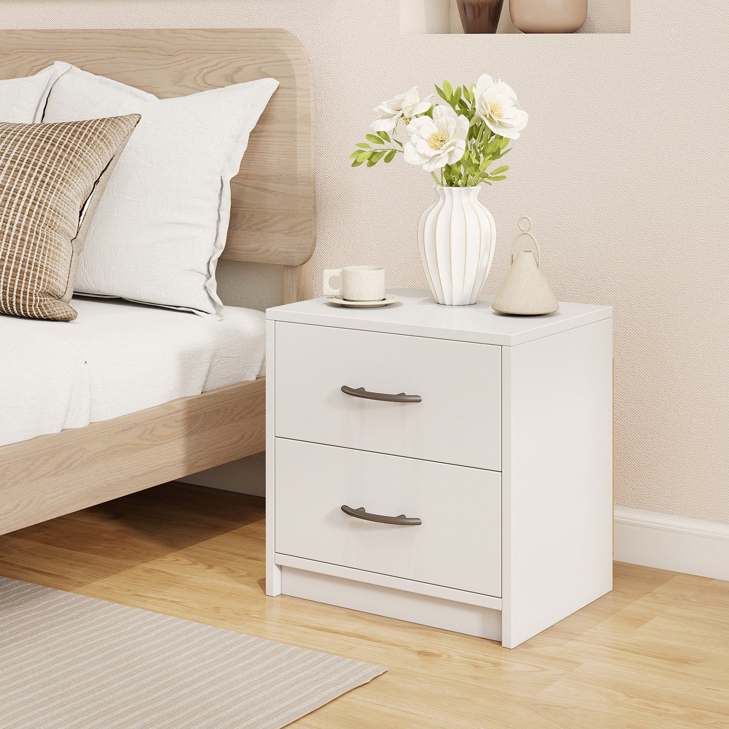 2 Drawer Nightstand with Storage for Living Room