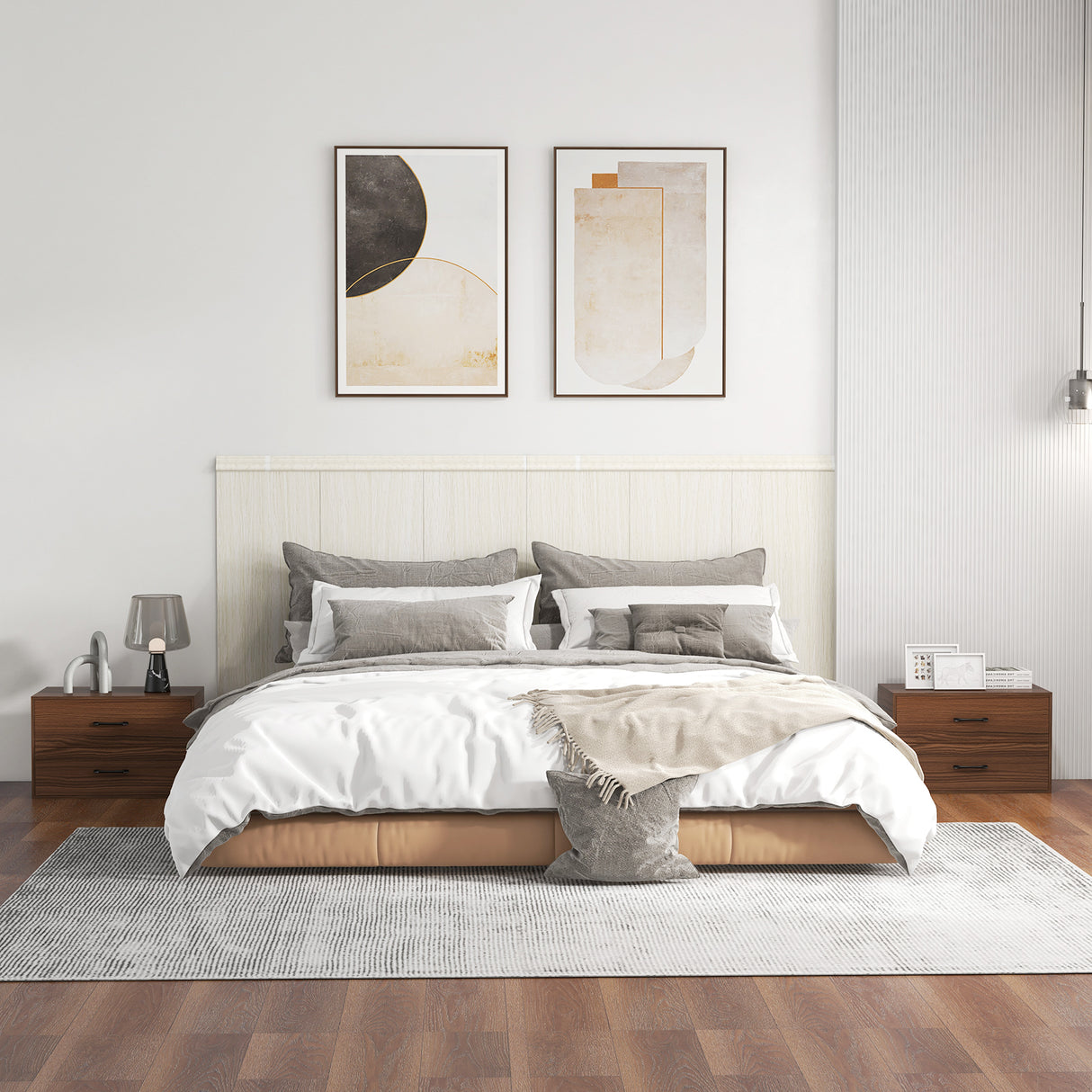 2-Drawer Stackable Horizontal Storage Cabinet Dresser Chest with Handles