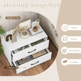 2-Drawer Stackable Horizontal Storage Cabinet Dresser Chest with Handles
