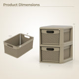 2-Drawer Storage Organizer with Wicker Patterns-Brown