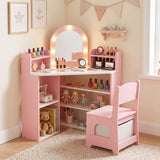 2-In-1 Kids Vanity Set with Lights for Toddlers 3+ Years Old