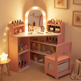 2-In-1 Kids Vanity Set with Lights for Toddlers 3+ Years Old