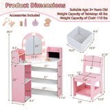 2-In-1 Kids Vanity Set with Lights for Toddlers 3+ Years Old