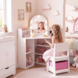 2-In-1 Kids Vanity Set with Lights for Toddlers 3+ Years Old