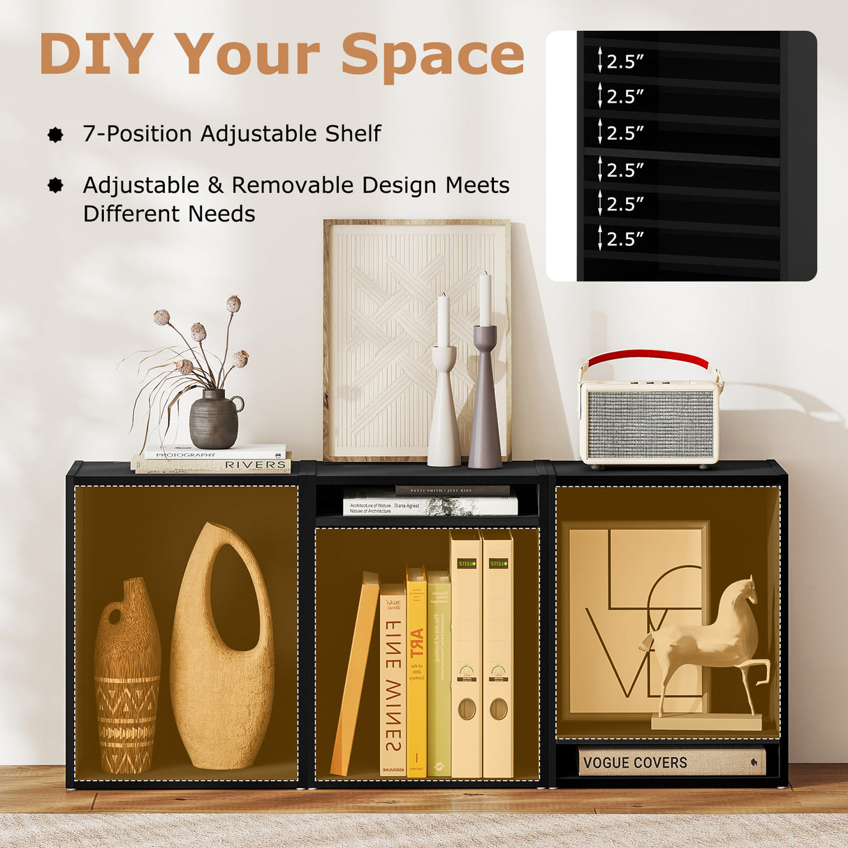 2-Layer Multifunctional Furniture Display Cabinet with Large Capacity Storage Space