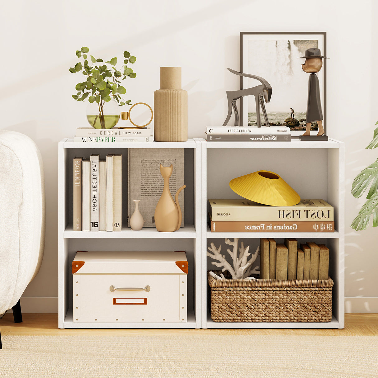 2-Layer Multifunctional Furniture Display Cabinet with Large Capacity Storage Space