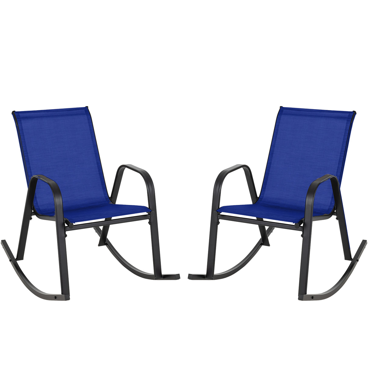 Set of 2 Heavy-Duty Metal Patio Rocking Chair with Breathable Seat Fabric