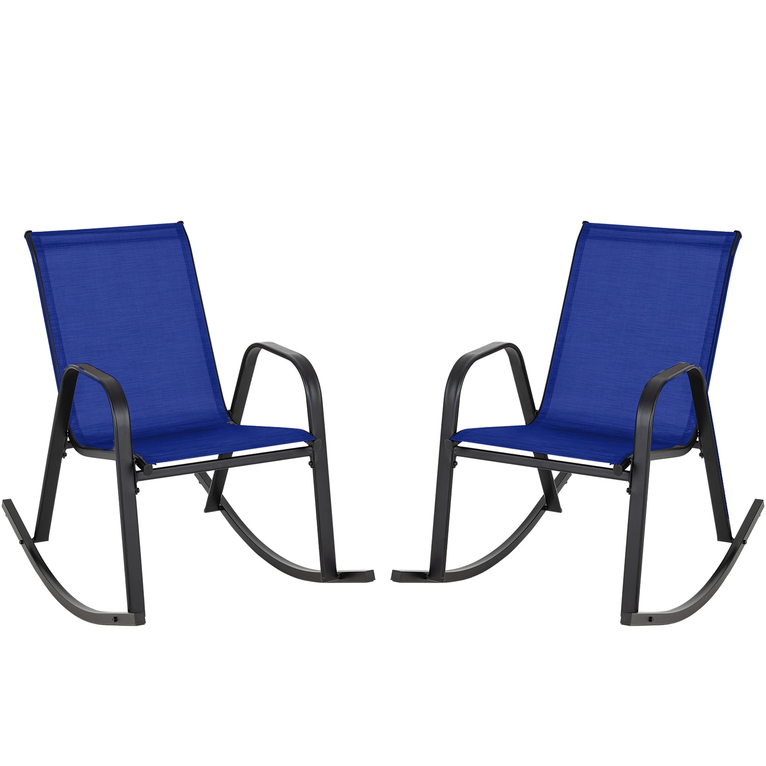 Set of 2 Heavy-Duty Metal Patio Rocking Chair with Breathable Seat Fabric
