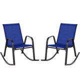 Set of 2 Heavy-Duty Metal Patio Rocking Chair with Breathable Seat Fabric