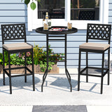 Set of 2 Patio Bar Chairs with Detachable Cushion and Footrest