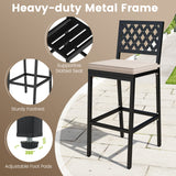 Set of 2 Patio Bar Chairs with Detachable Cushion and Footrest