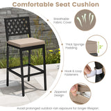 Set of 2 Patio Bar Chairs with Detachable Cushion and Footrest