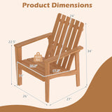 1/2 Pack Acacia Wood Outdoor Patio Chair with Slatted Backrest and Seat Built