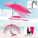 2 Pack Beach Umbrella Chair for Adults with Adjustable Parasol