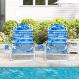 2 Pack Folding Beach Chair with Adjustable Positions and Head Pillow