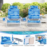 2 Pack Folding Beach Chair with Adjustable Positions and Head Pillow