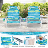 2 Pack Folding Beach Chair with Adjustable Positions and Head Pillow