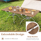 2 Pack Folding Camping Table with Wood-grain Tabletop for Hiking Party-Natural