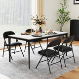 4 Pack Folding Chairs with Metal Frame and PVC Leather for Indoor Outdoor-Black