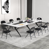 4 Pack Folding Chairs with Metal Frame and PVC Leather for Indoor Outdoor-Black