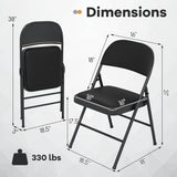 4 Pack Folding Chairs with Metal Frame and PVC Leather for Indoor Outdoor-Black