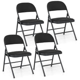 4 Pack Folding Chairs with Metal Frame and PVC Leather for Indoor Outdoor-Black