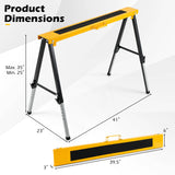2 Pack Folding Saw Horses with 12 Adjustable Leg Heights and Handles-Yellow