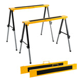 2 Pack Folding Saw Horses with 12 Adjustable Leg Heights and Handles-Yellow