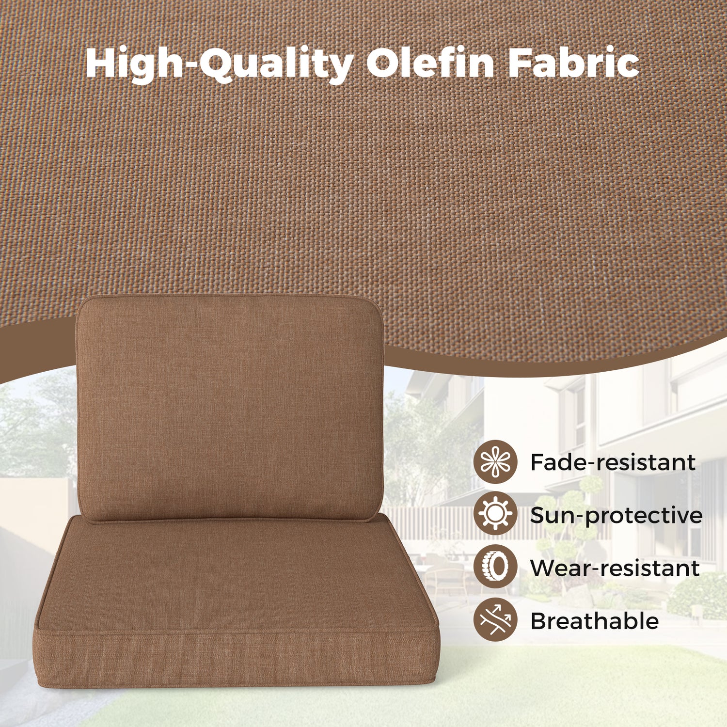 2-Pack Outdoor Patio Cushion Set with Removable Covers