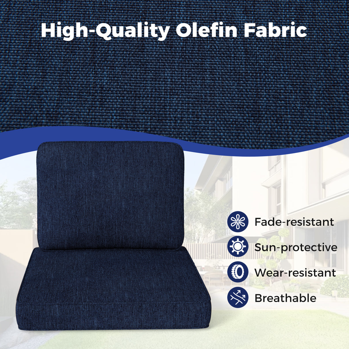 2-Pack Outdoor Patio Cushion Set with Removable Covers