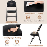 2 Pack Padded Folding Chairs with Metal Frame and Carry Handle-Black