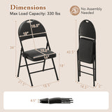2 Pack Padded Folding Chairs with Metal Frame and Carry Handle-Black
