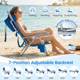 2 Pack Portable Folding Beach Chair with 7-Position Backrest